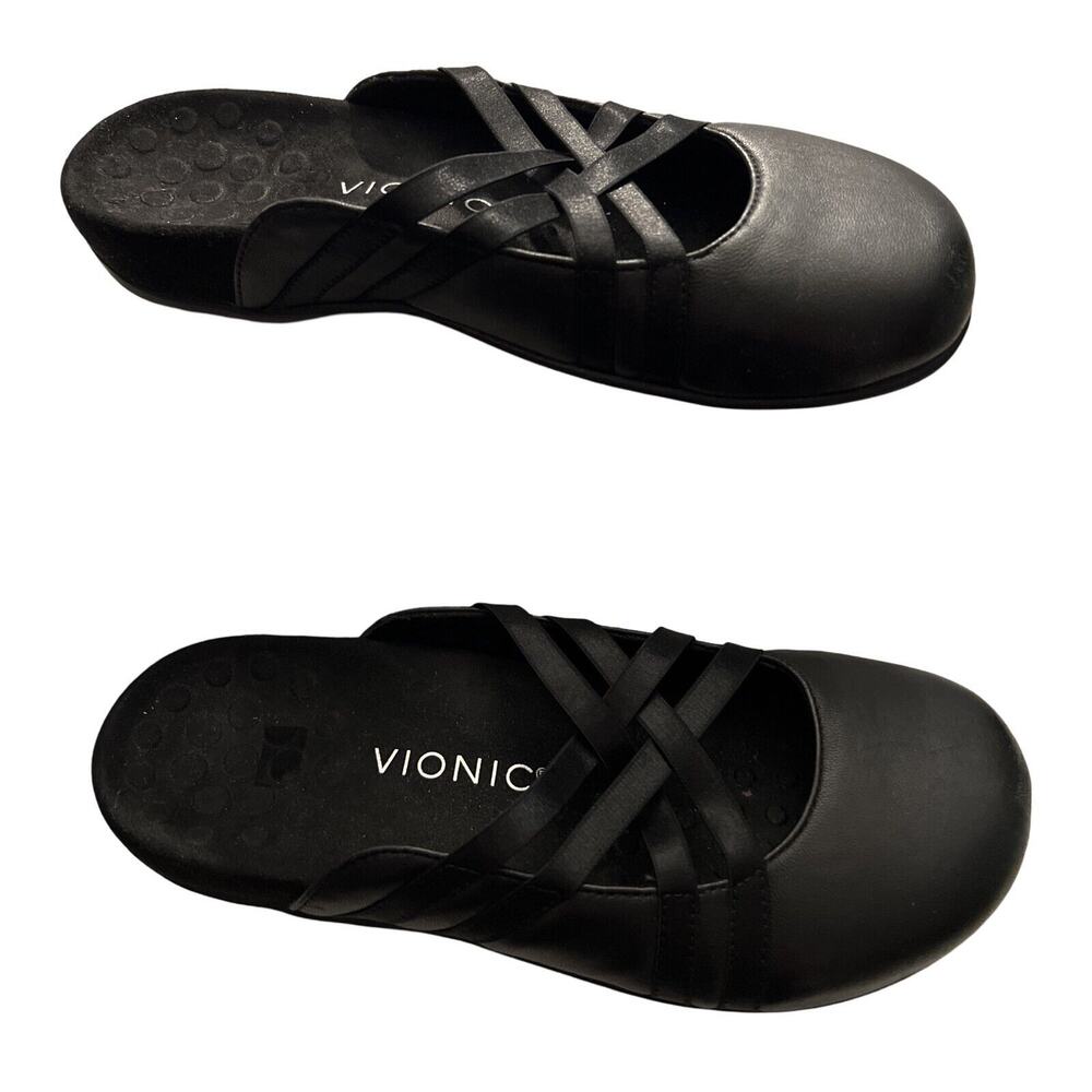Vionic Black Loafers with Crisscross Straps